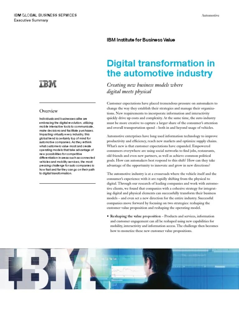 Digital Transformation In The Automotive Industry | PDF | Business Model | Strategic Management