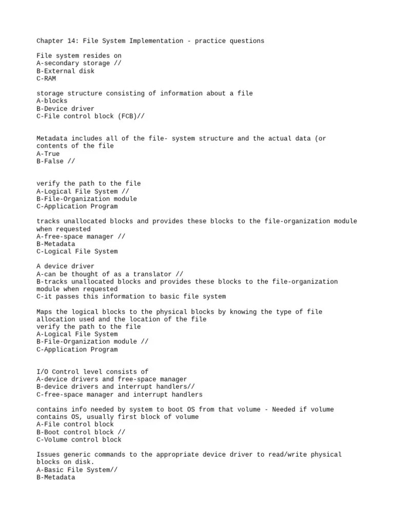 Chapter 14 - File System Implementation | PDF