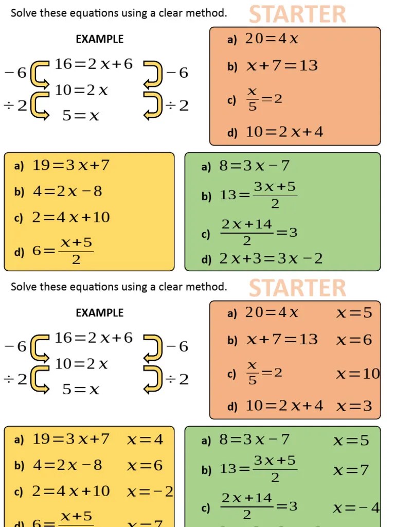 Simultaneous Equations Elimination Complete Lesson | PDF | Equations ...