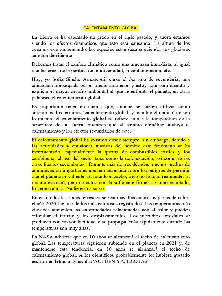 CALENTAMIENTO GLOBAL | PDF | Cambio Climático | Entorno Natural