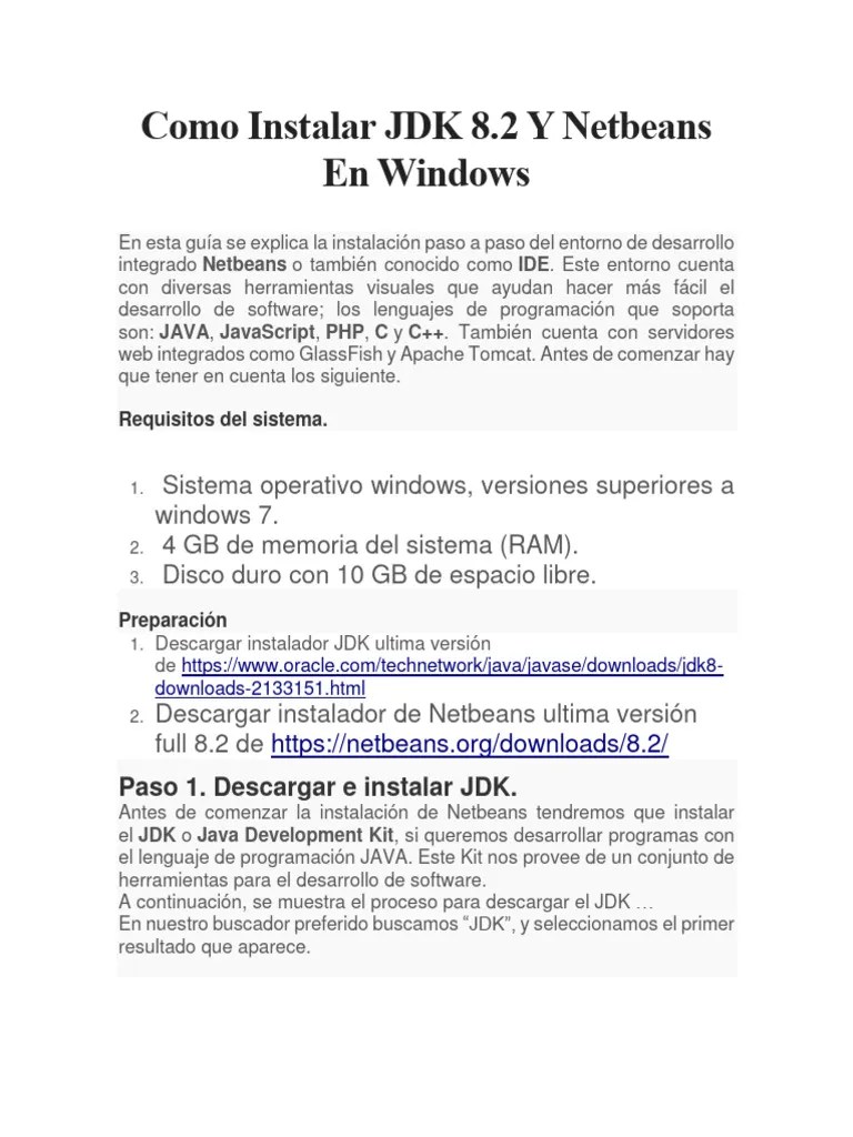 Pasos Para Instalar JDK Y Netbetns | PDF | Frijoles Netos ...