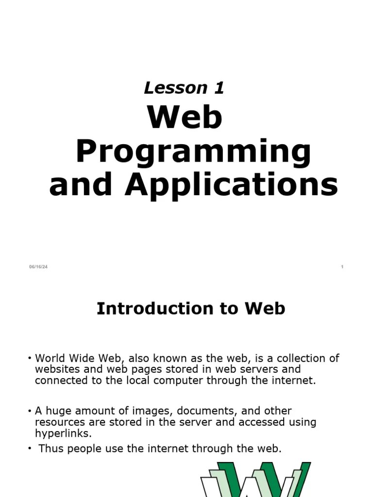 Lesson 1 Intro To Web Programming | PDF | World Wide Web | Internet & Web