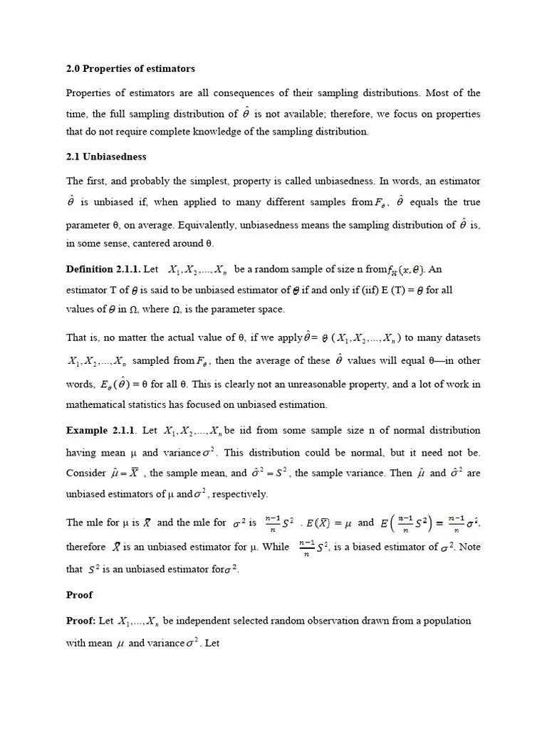 UNIT 2 | PDF | Estimator | Bias Of An Estimator