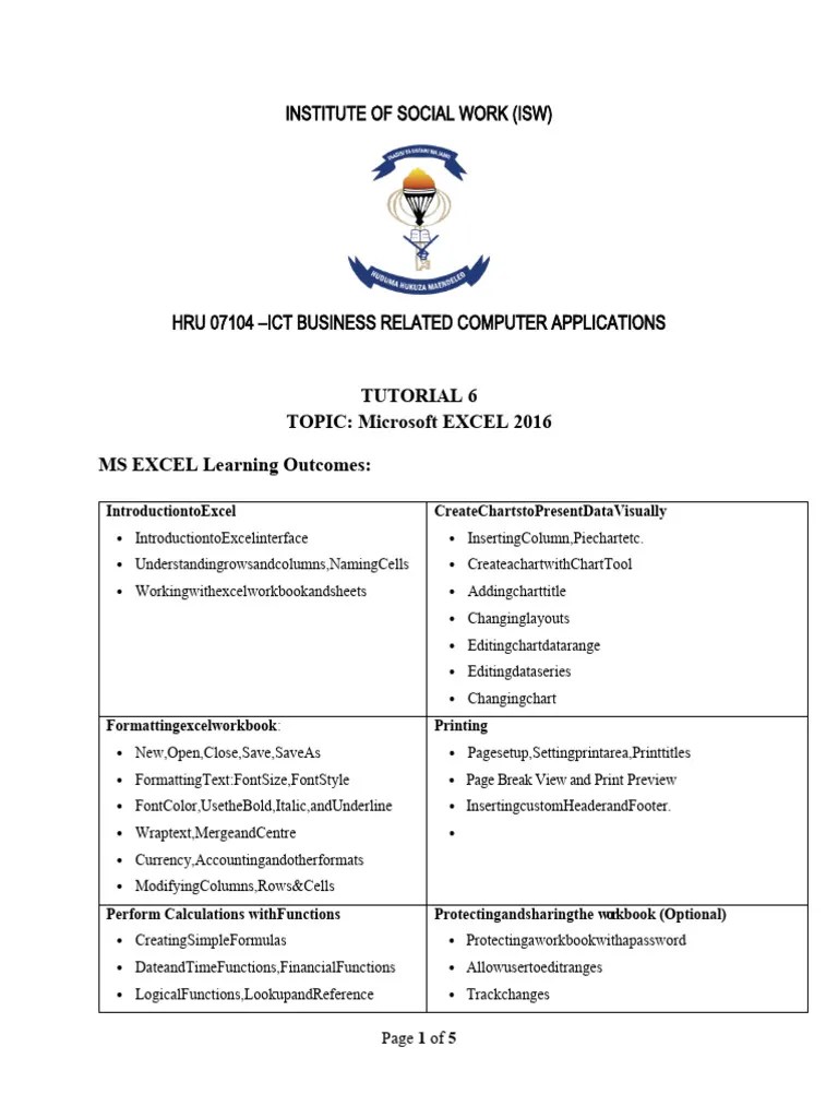 Tutorial 6 Ms Excel | PDF | Worksheet | Microsoft Excel
