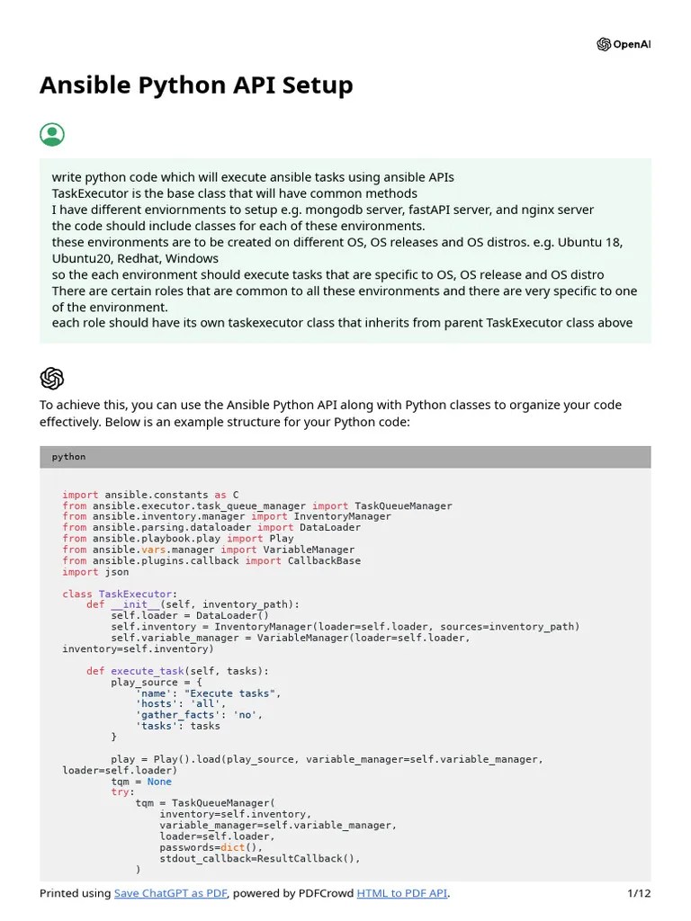 Ansible Python API: Multi-OS Setup Guide | PDF | Method (Computer ...