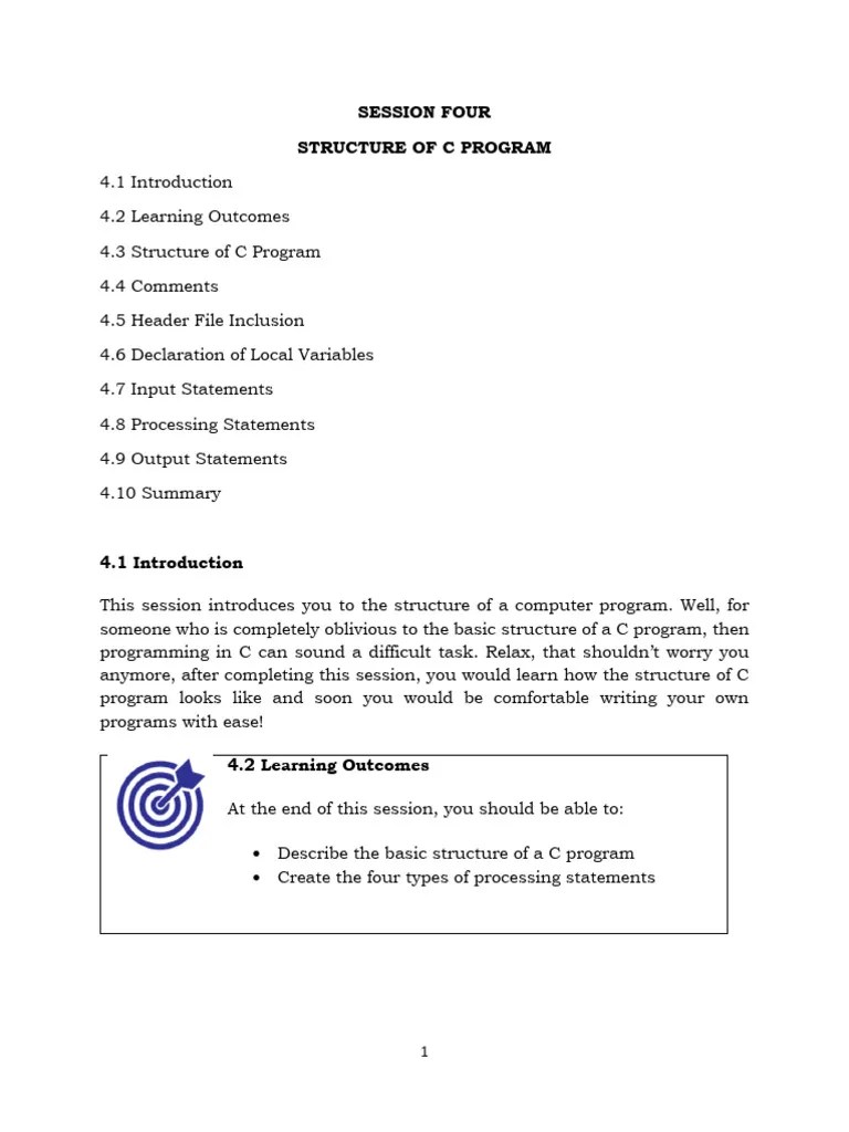 Session 4 - Structure Of C Program | PDF | C (Programming Language ...