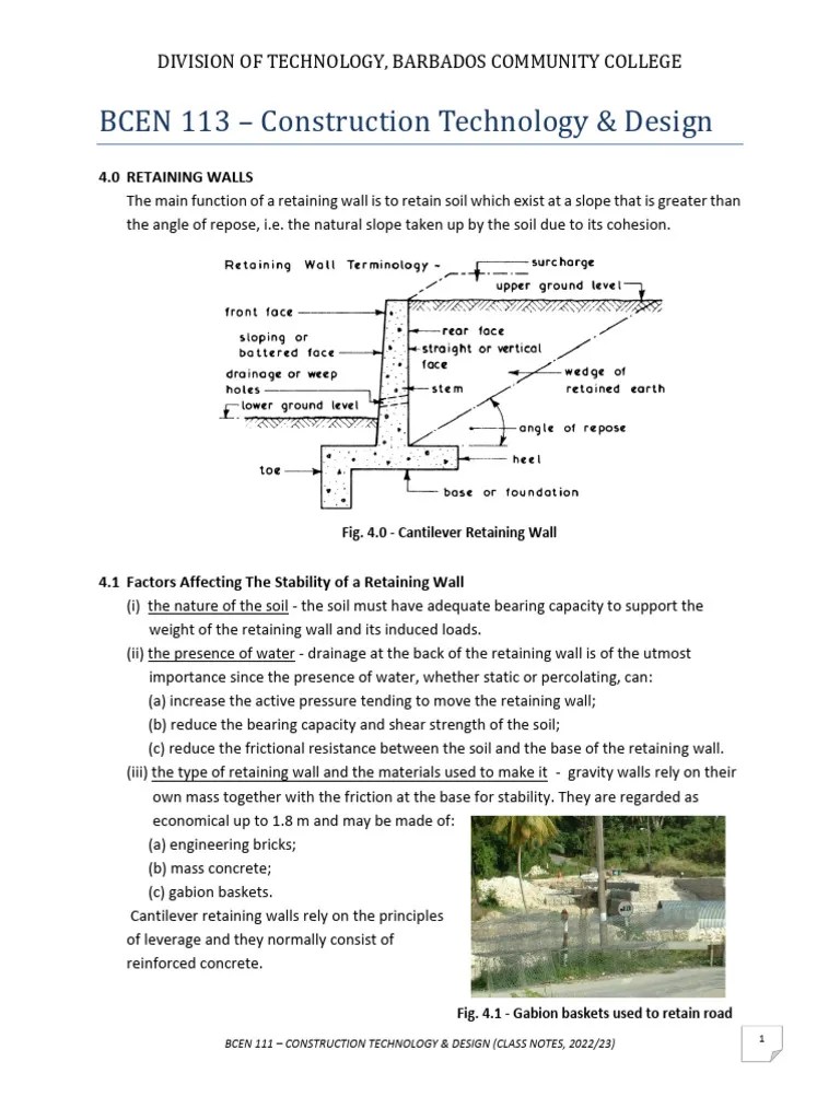 Lecture Notes - Retaining Walls | PDF