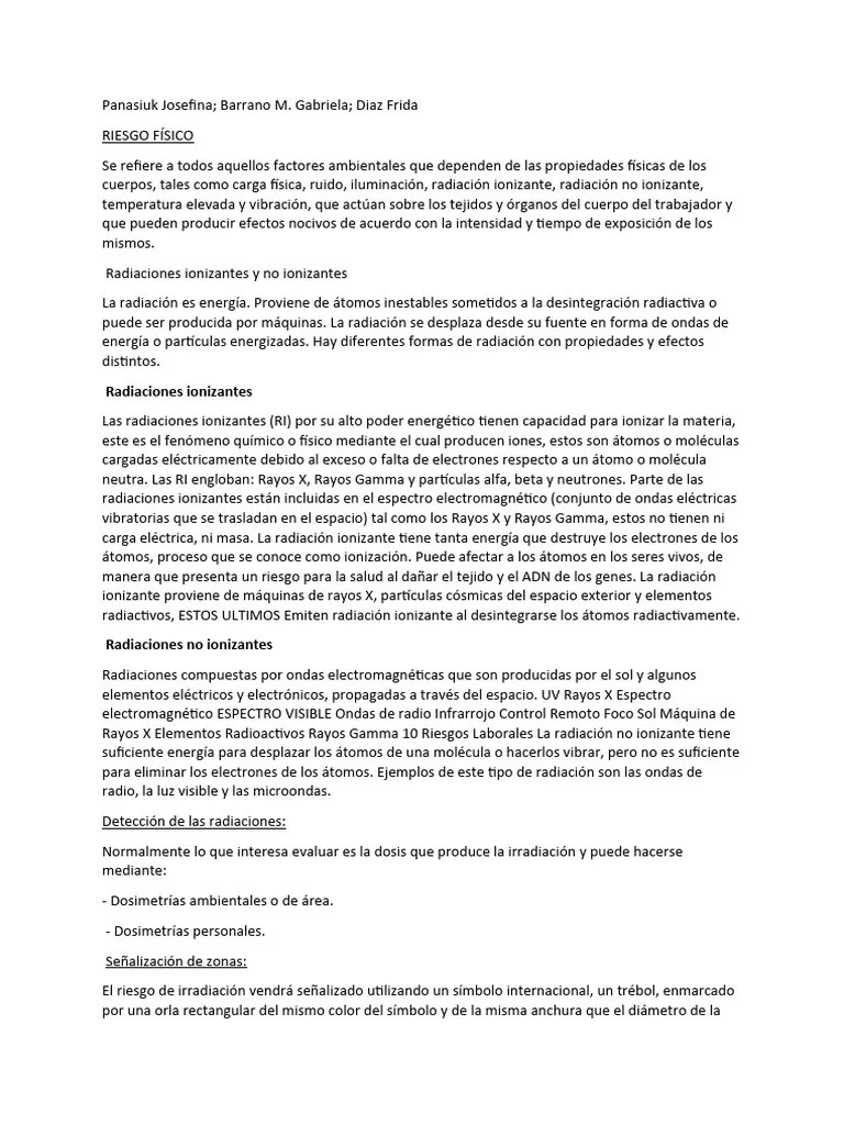 Riesgo Fisico Radiacion | Descargar Gratis PDF | Radiación | Radiación Ionizante