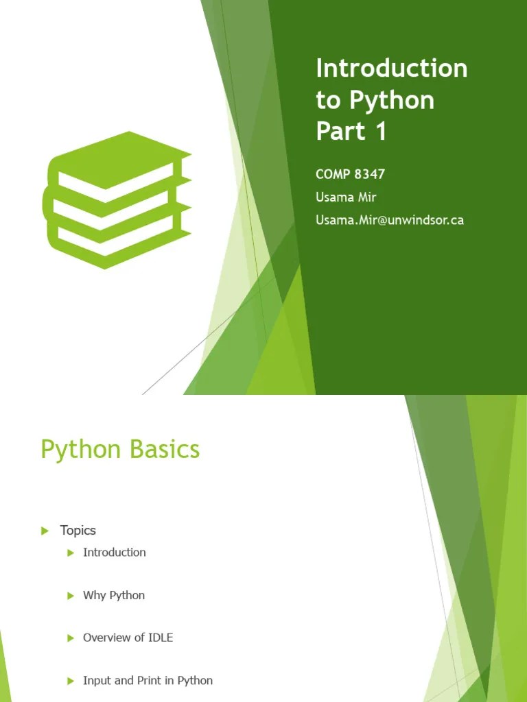 Lecture 1 - Intro To Python - Part 1 | PDF | Python (Programming ...