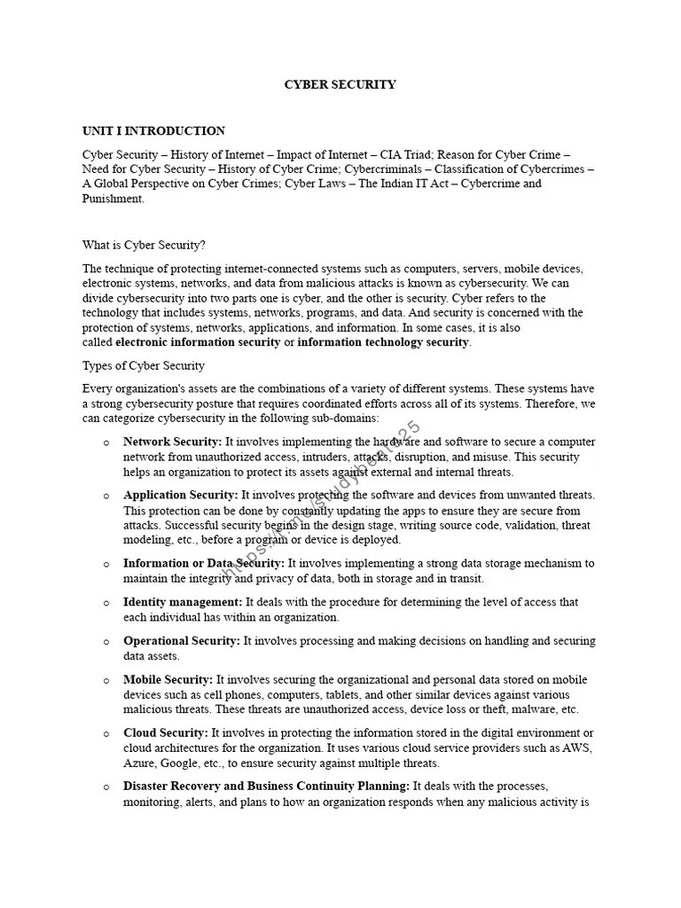 CCS340 Cyber Security Full Notes | PDF | Security | Computer Security