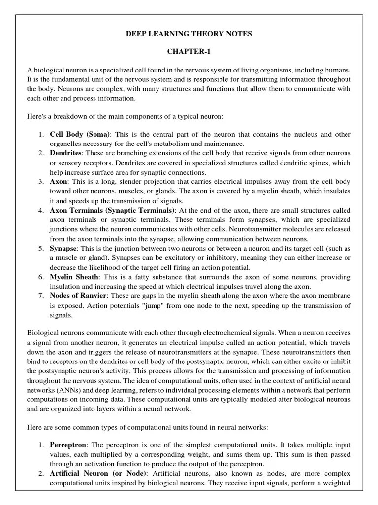Deep Learning Theory Notes | PDF | Artificial Neural Network | Axon