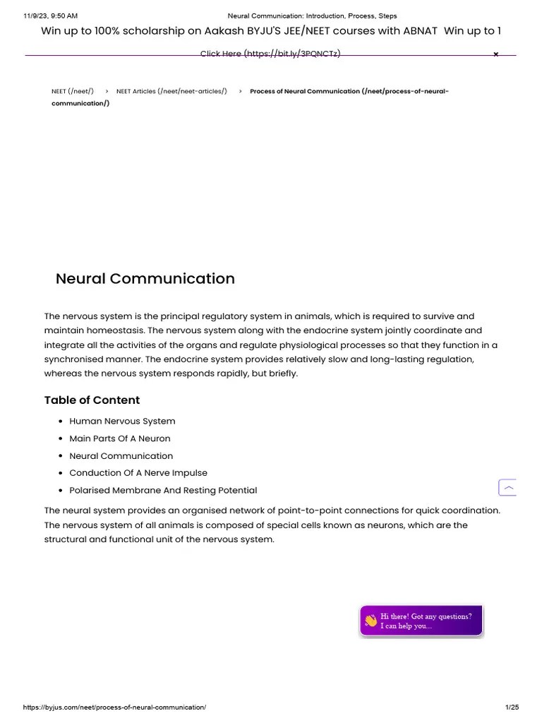 Neural Communication - Introduction, Process, Steps | PDF | Neuron | Action Potential