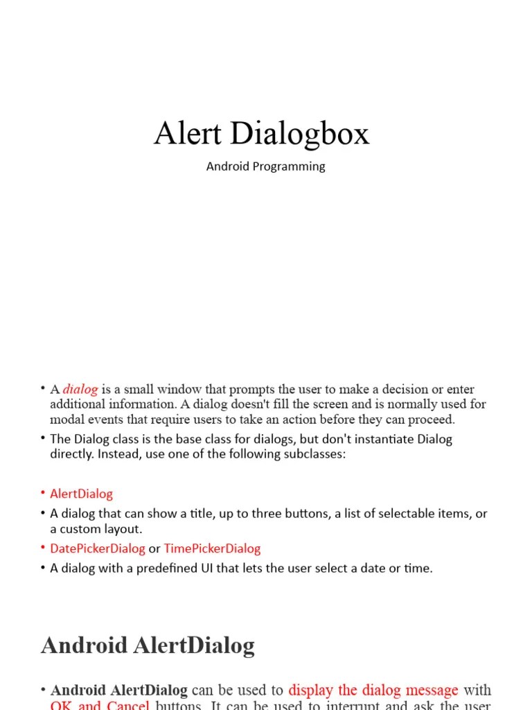 Alert Dialog Box In Android | Download Free PDF | Dialog Box ...