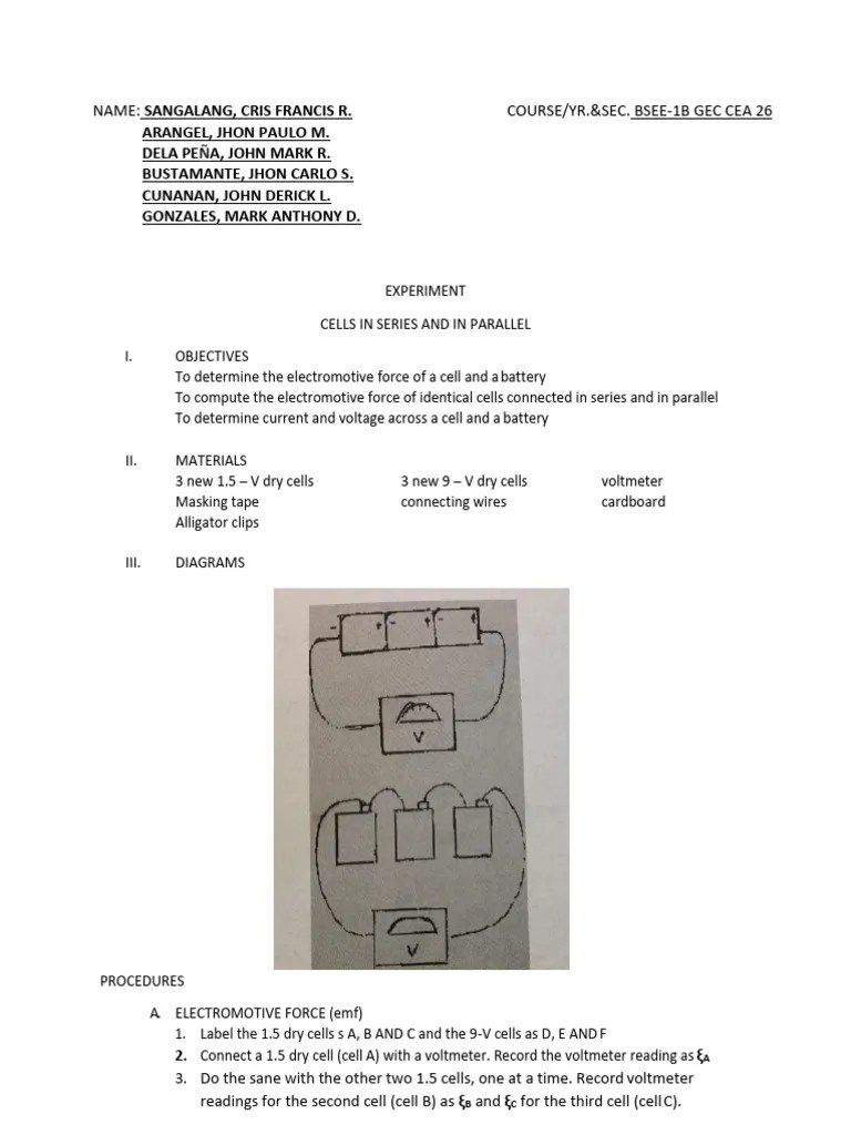 EXPERIMENT-8_-CELLS-IN-SERIES-AND-IN-PARALLEL | Download Free PDF ...