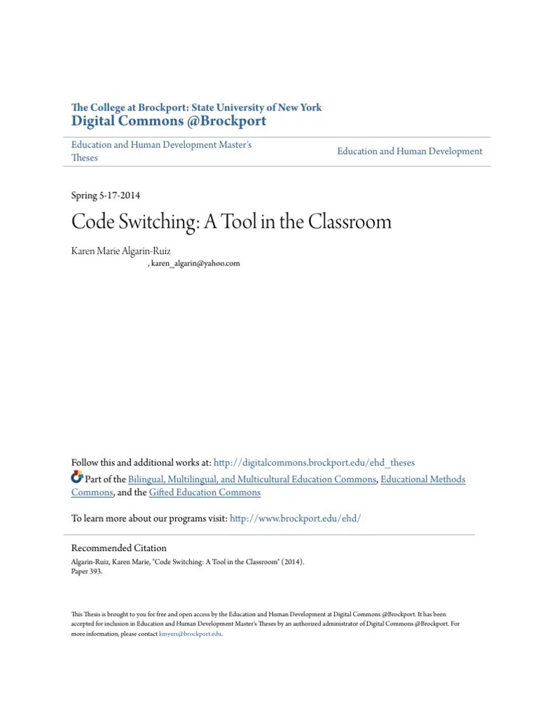 Code-switching A Tool In The Classroom | PDF | Second Language ...