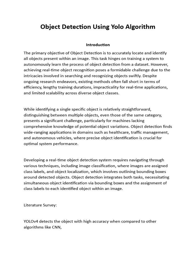 Object Detection Using Yolo Algorithm-1 (1) | Download Free PDF ...