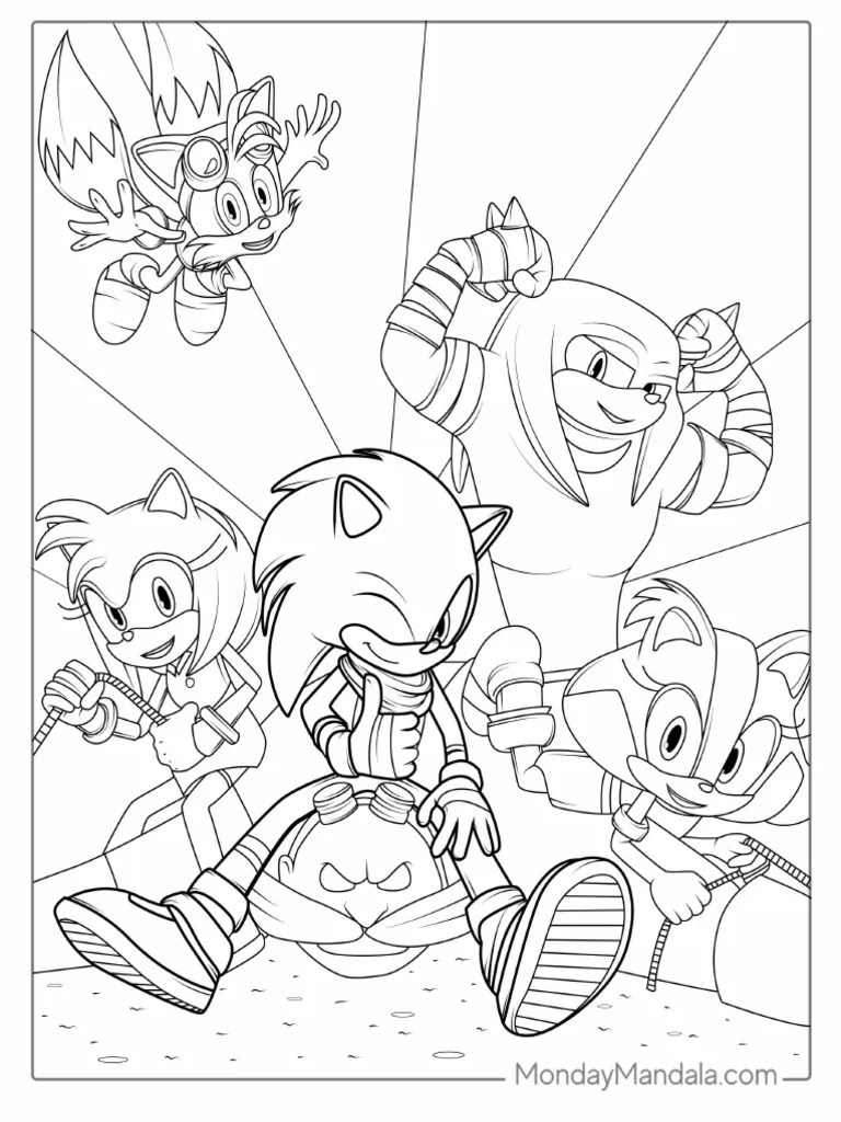 Coloring page of sonic and friends coloring page