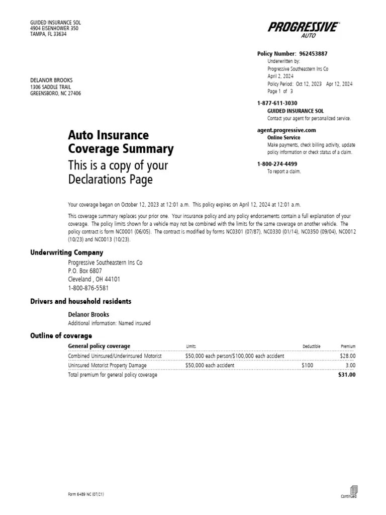 Declarations Page | PDF | Insurance | Liability Insurance