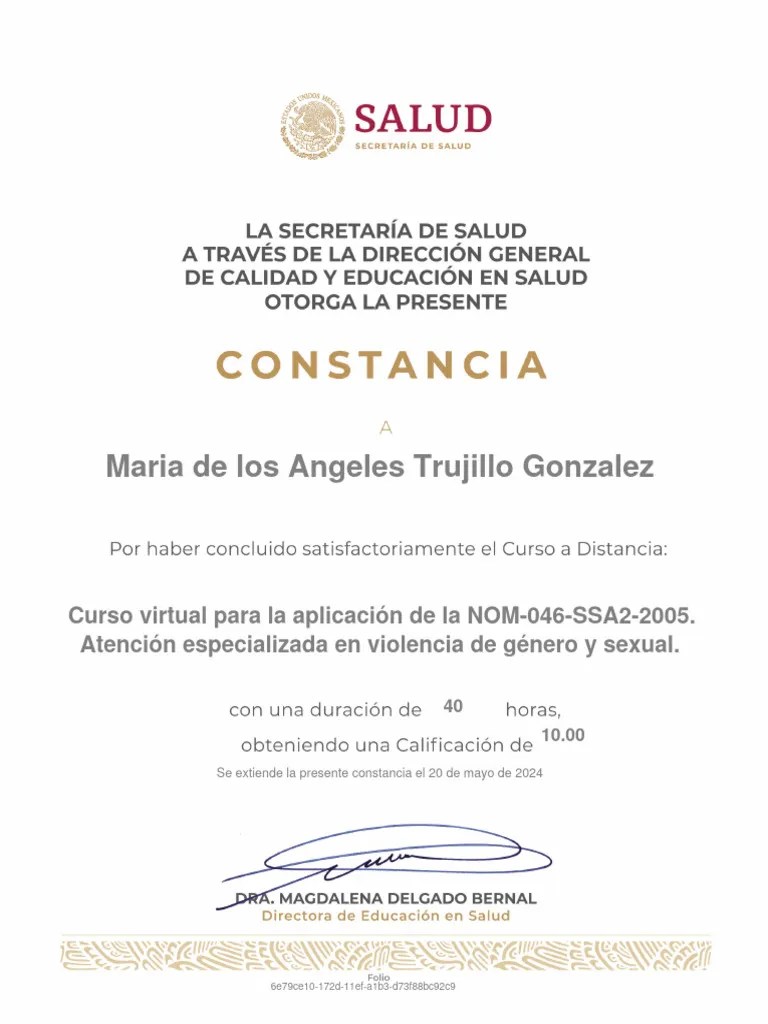Curso Virtual Para La Aplicación De La NOM 046 SSA2 2005. Atención ...