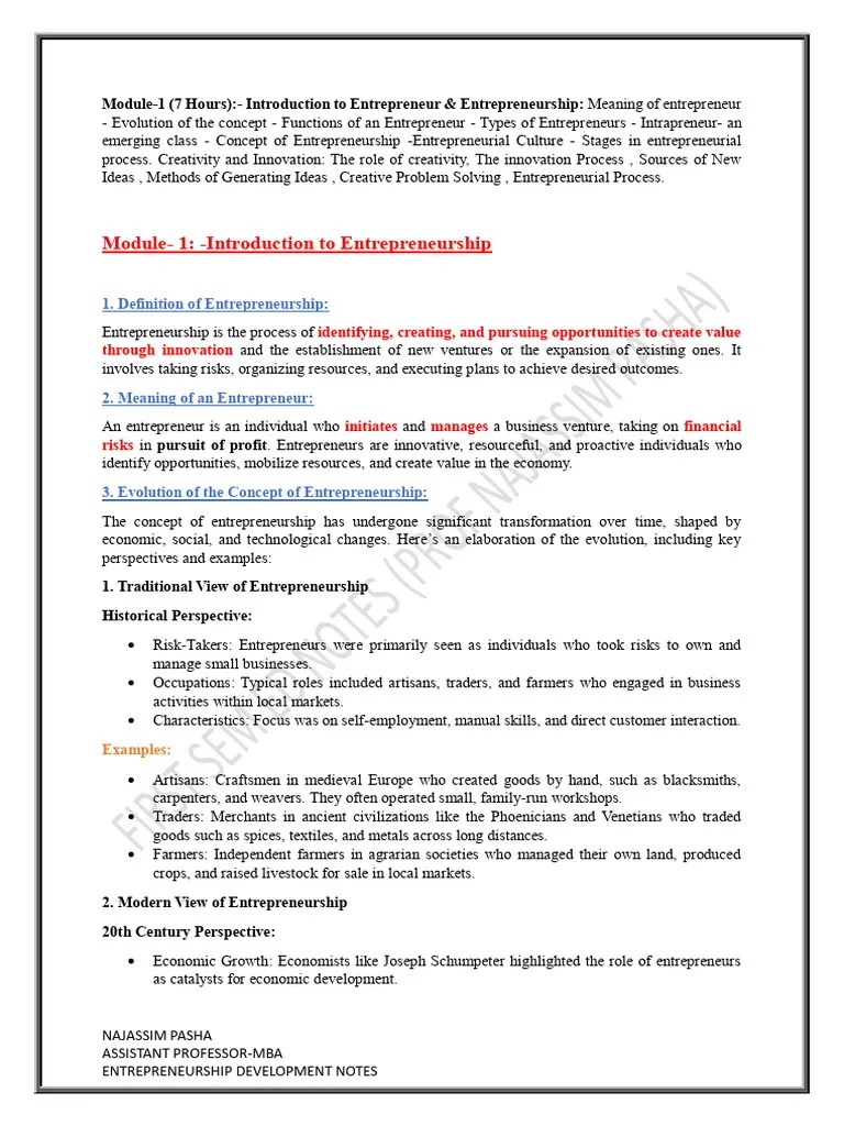 Module-1 Introduction To Entrepreneur & Entrepreneurship (1) | PDF ...