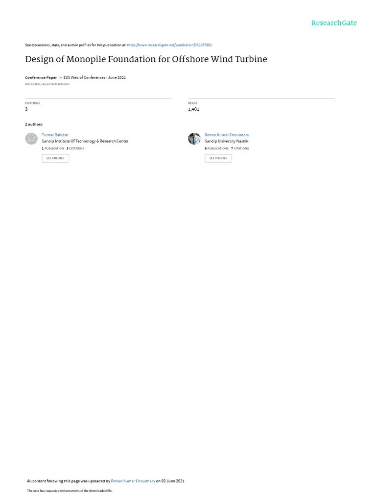 Design Of Monopile Foundation For Offshore Wind Turbine | PDF | Regression Analysis | Dependent ...