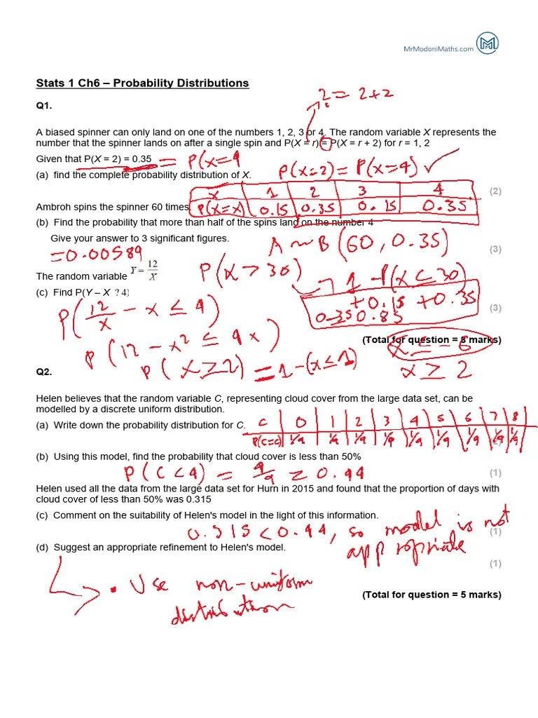 Stats 1 Ch6 - Probability Distributions | PDF | Probability ...