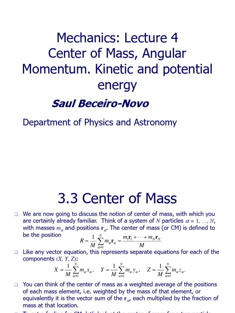 Mechanics Lecture04 | PDF | Force | Rotation Around A Fixed Axis