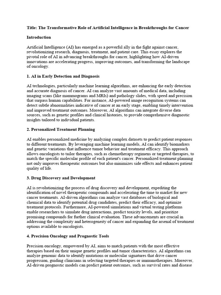 The Transformative Role Of Artificial Intelligence In Breakthroughs For ...