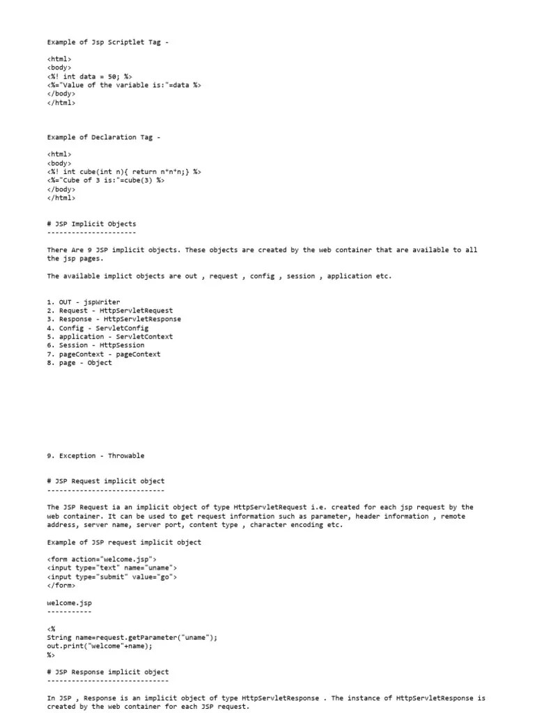 JSP | Download Free PDF | Computer Programming | Software Engineering