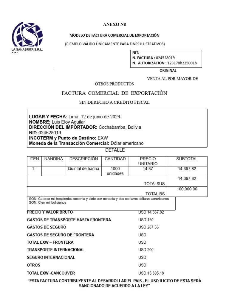 Factura Comercial Documento | PDF | Dólar De Los Estados Unidos | El Comercio Internacional