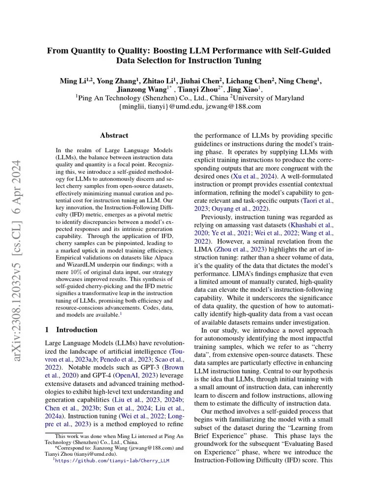 From Quantity To Quality- Boosting LLM Performance With Self-Guided ...