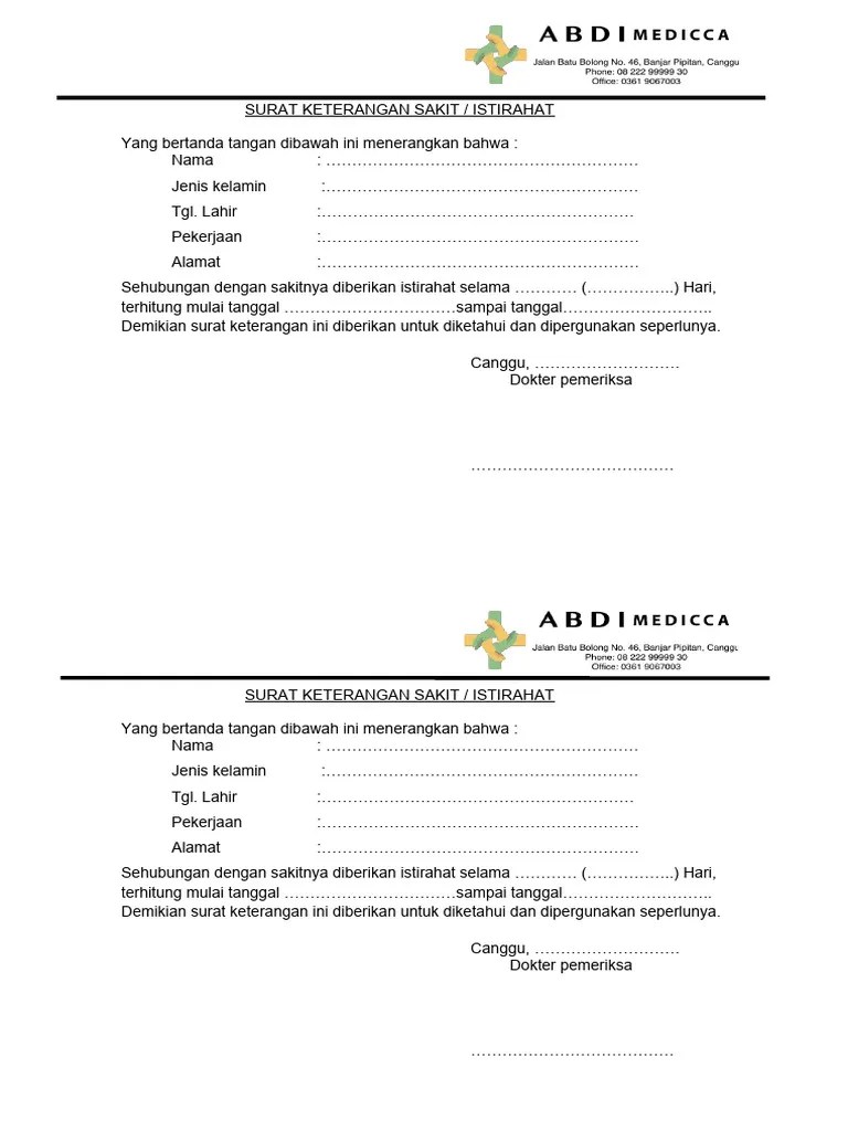 SURAT KETERANGAN SAKIT | PDF