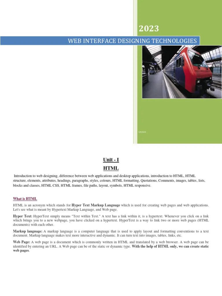 Unit 1 Html | Download Free PDF | Html Element | Html