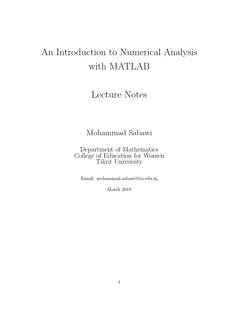 Numerical Analysis With_matlab | PDF | Numerical Analysis ...
