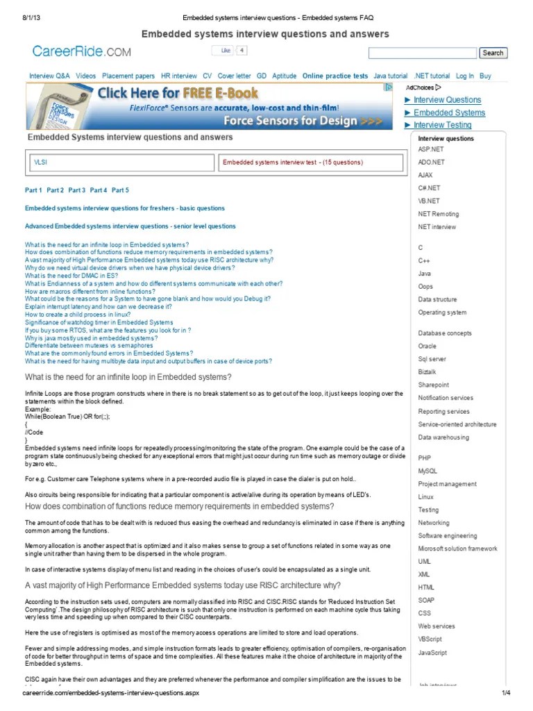 Embedded Systems Interview Questions - Embedded Systems FAQ | PDF ...