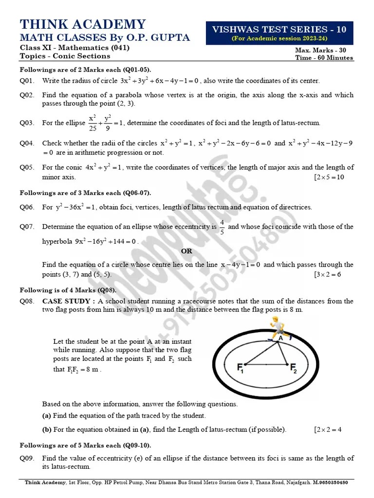 VTS-10-Conic Sections | PDF | Euclidean Geometry | Algebraic Geometry