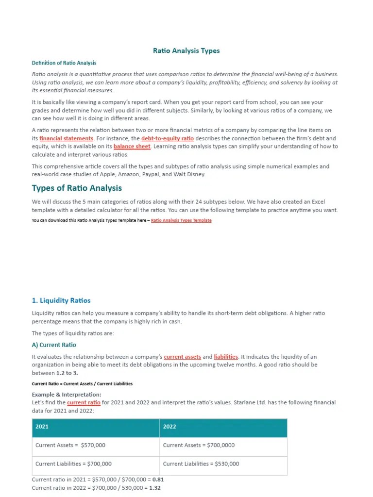 Ratio Analysis Types And Interpretation | PDF | Dividend | Investing