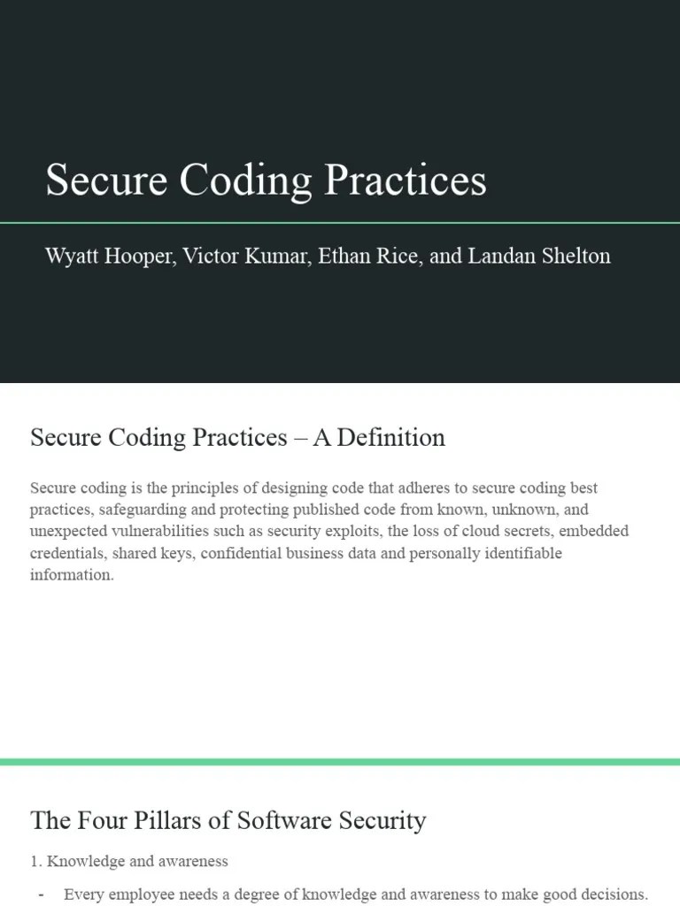 Secure Coding Presentation | PDF | Security | Computer Security