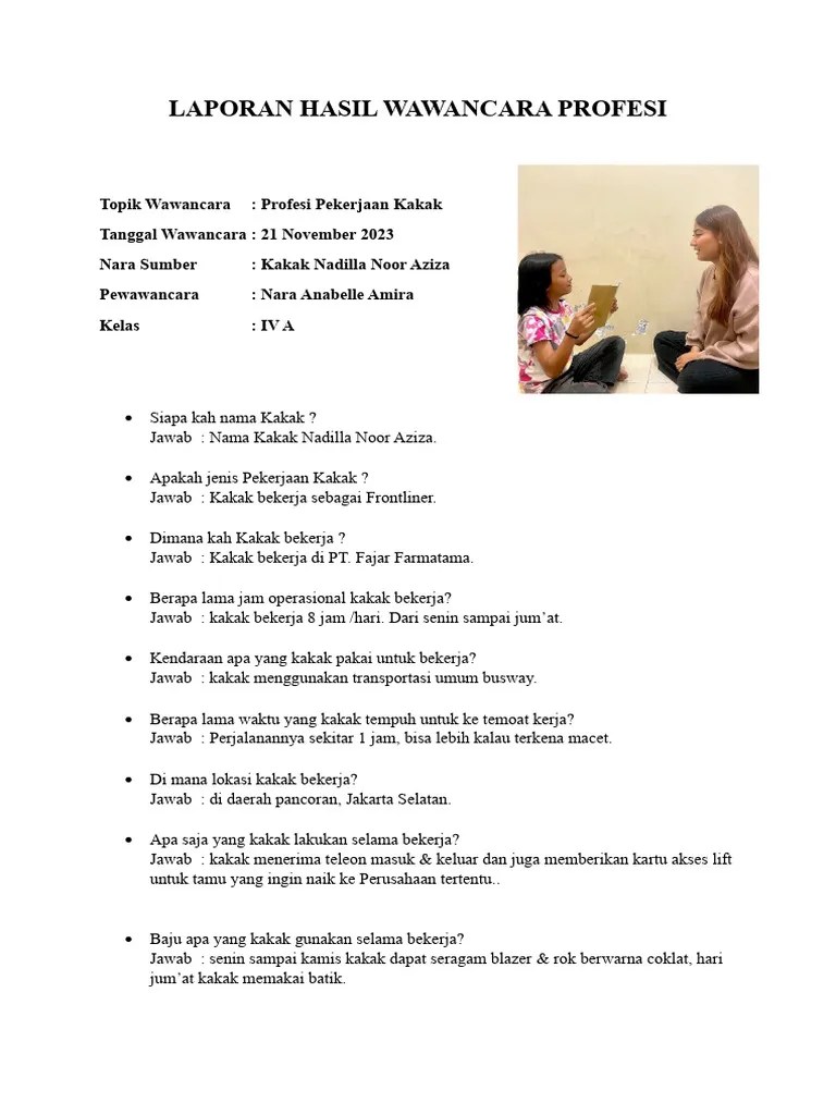 Laporan Hasil Wawancara Profesi | PDF