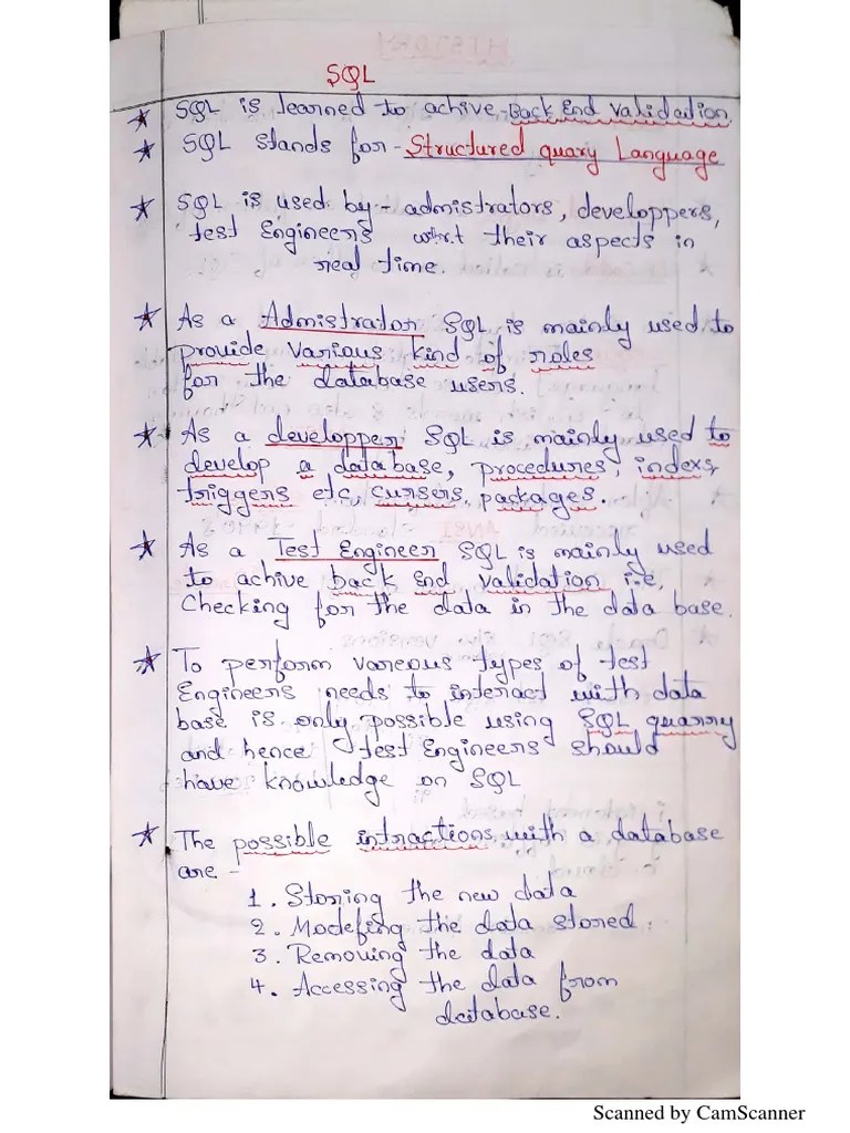 SQL Complete Notes | PDF