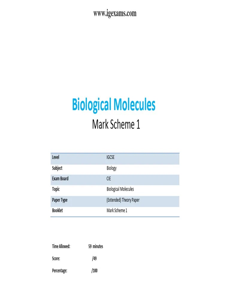 4.1-Biological-Molecules-IGCSE-CIE-Biology-Ext-Theory-MS_l | Download Free PDF | Cell (Biology ...