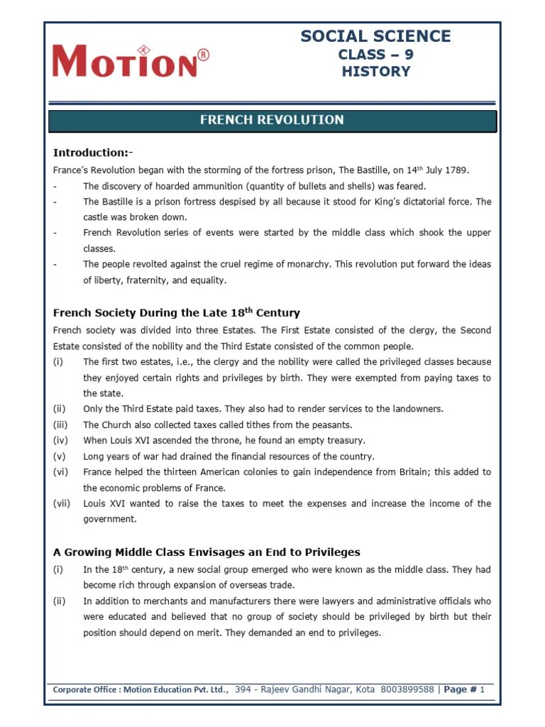 French Revolution (Class 9) | PDF | French Revolution | Taxes