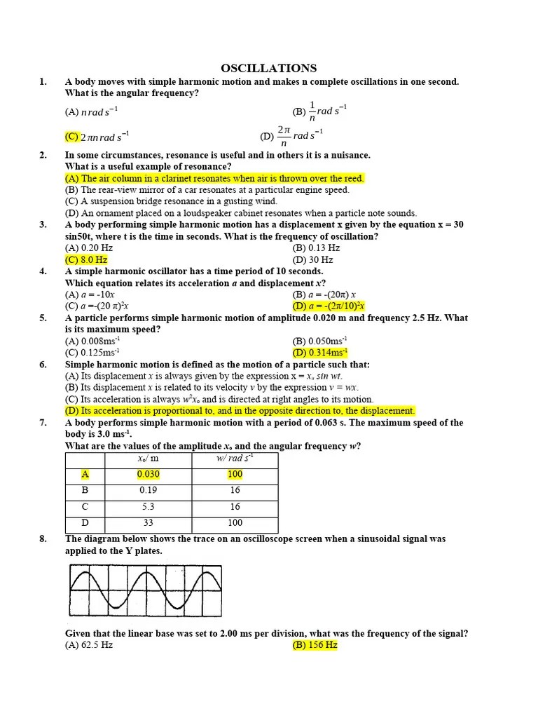 OSCILLATIONS | PDF | Oscillation | Resonance