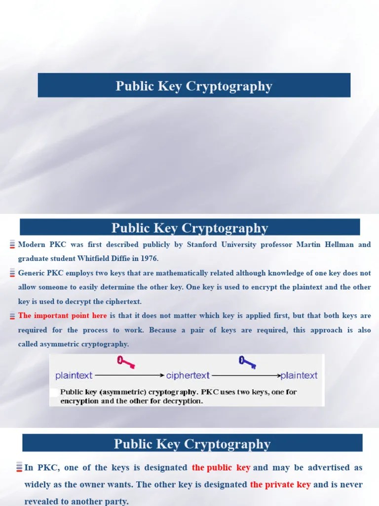Lecture 2 C Public Key Cryptography | PDF | Key (Cryptography) | Public Key Cryptography