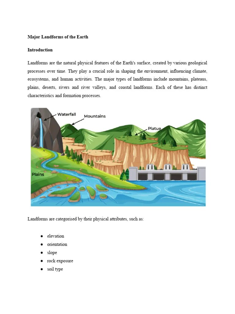 Major Landforms Of Earth | PDF | Volcano | Plateau