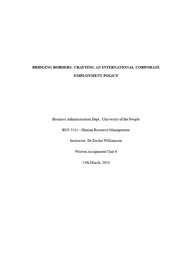 BUS 5511 Written Assignment Unit 6 | PDF | Overtime | Working Time