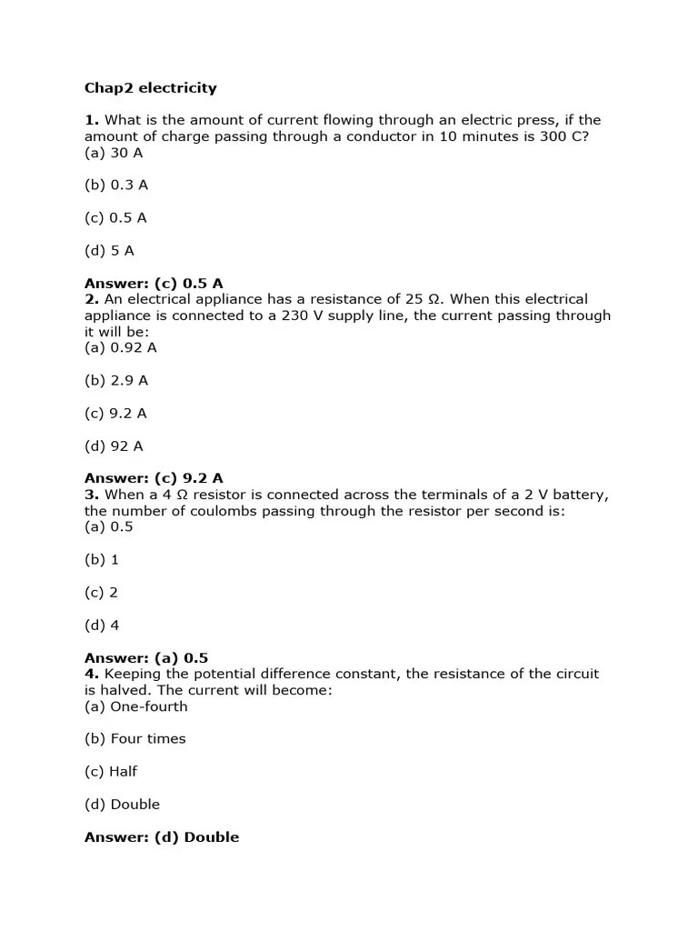 Chap2 Electricity | PDF | Series And Parallel Circuits | Watt