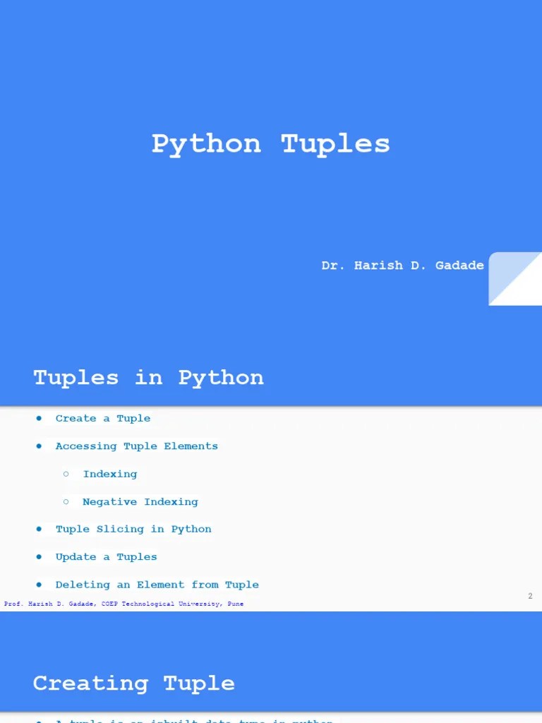 Lect 03 Tuple | PDF | Computer Science | Programming Paradigms