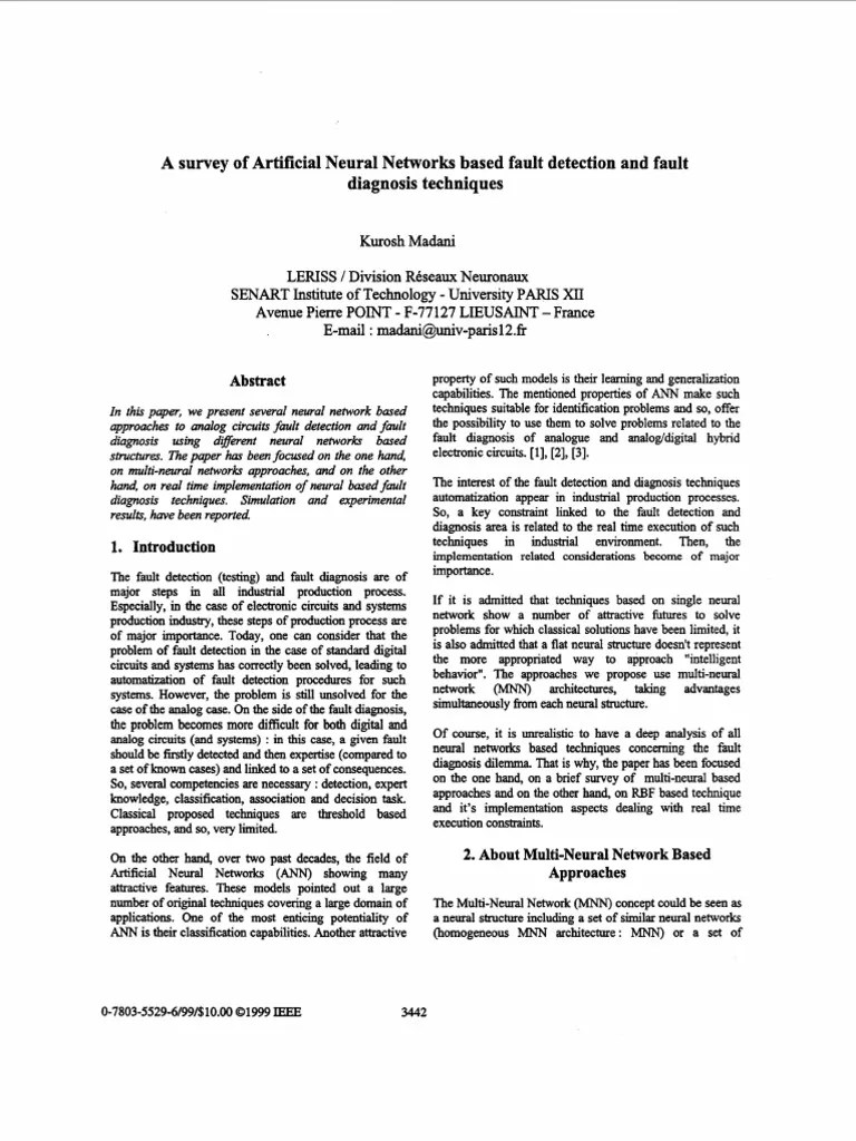 A Survey Of Artificial Neural Networks Based Fault Detection And ...