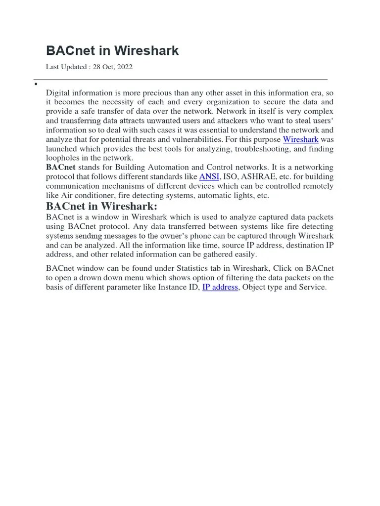 BACnet Protocol | PDF | Computer Network | Internet Protocols